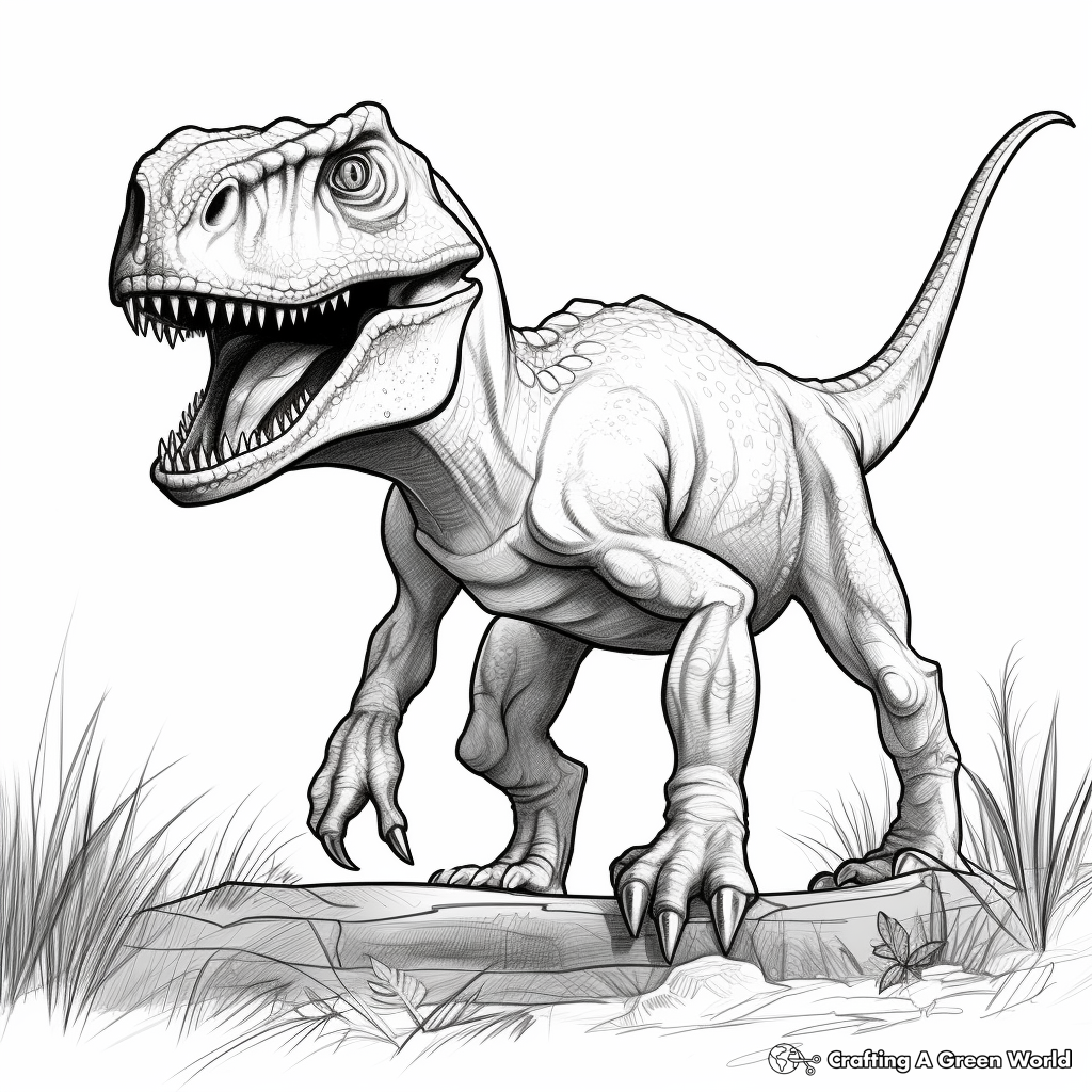 Realistic T Rex Hunting Coloring Pages 3