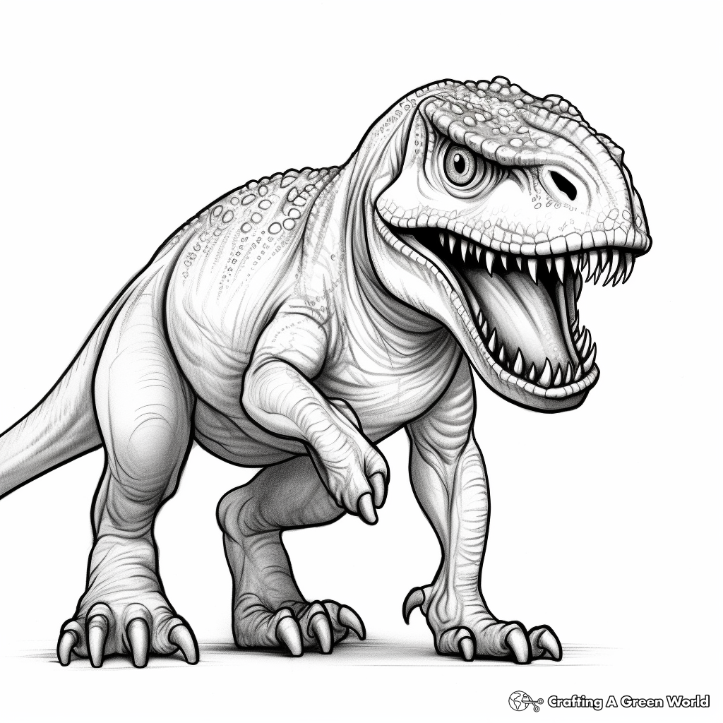 Realistic T Rex in the Wild Coloring Sheets 1
