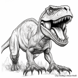Realistic T Rex in the Wild Coloring Sheets 2
