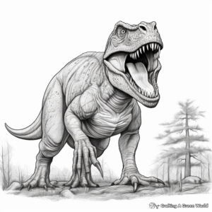 Realistic T Rex in the Wild Coloring Sheets 3