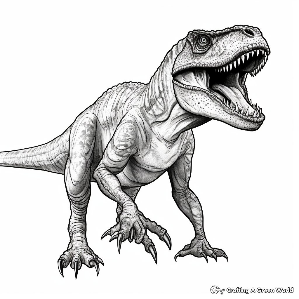 Realistic T Rex in the Wild Coloring Sheets 4