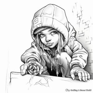 Realistic Tagging Graffiti Coloring Pages 1
