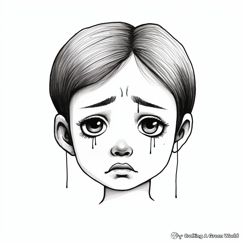 Realistic Teary-Eyed Face Coloring Pages 2