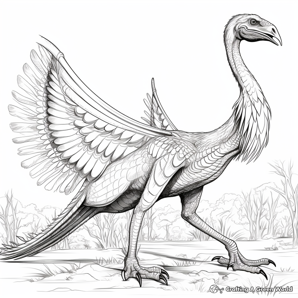 Realistic Therizinosaurus Coloring Pages 3