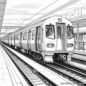Realistic Train Station Scene Coloring Pages 1
