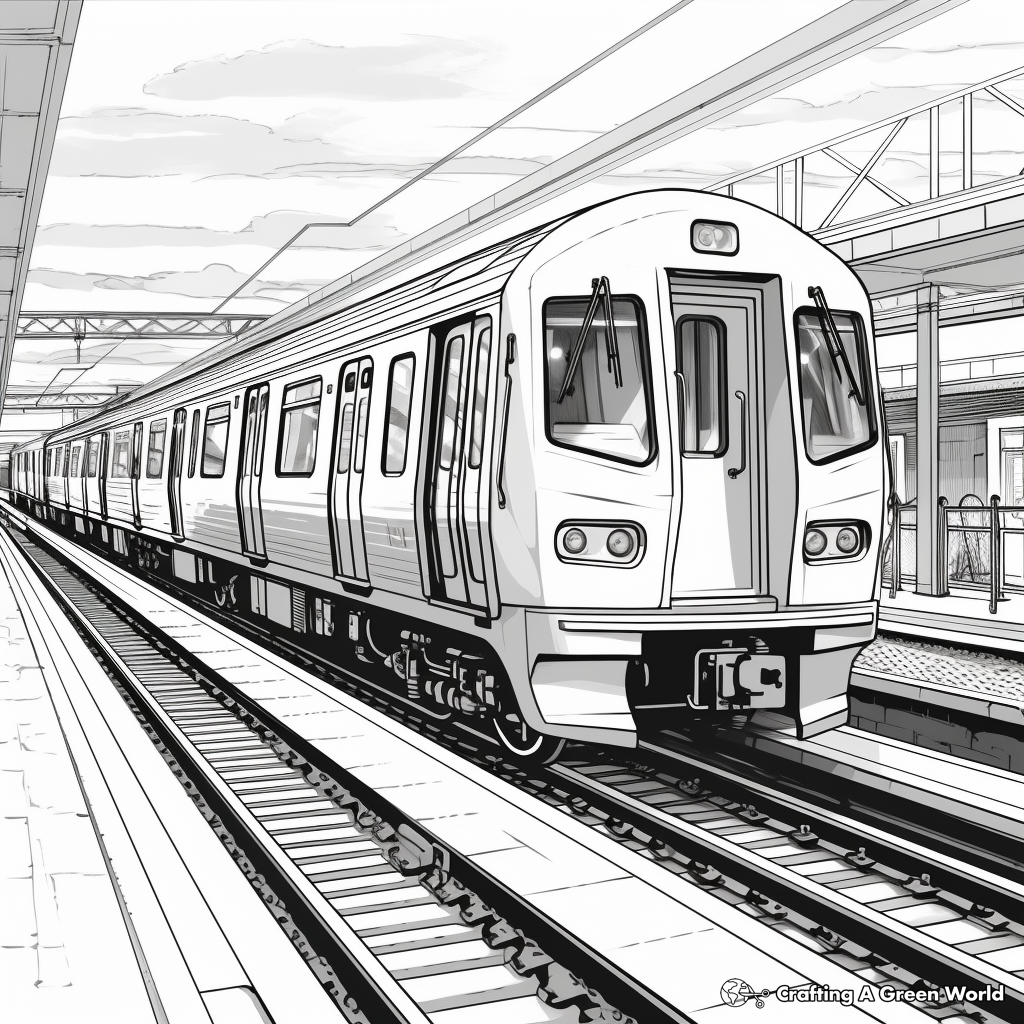 Realistic Train Station Scene Coloring Pages 1