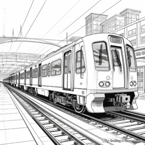 Realistic Train Station Scene Coloring Pages 2