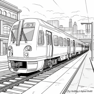 Realistic Train Station Scene Coloring Pages 3