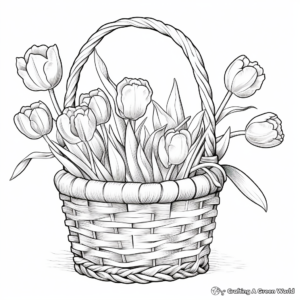 Realistic Tulips in a Basket Coloring Sheets 4