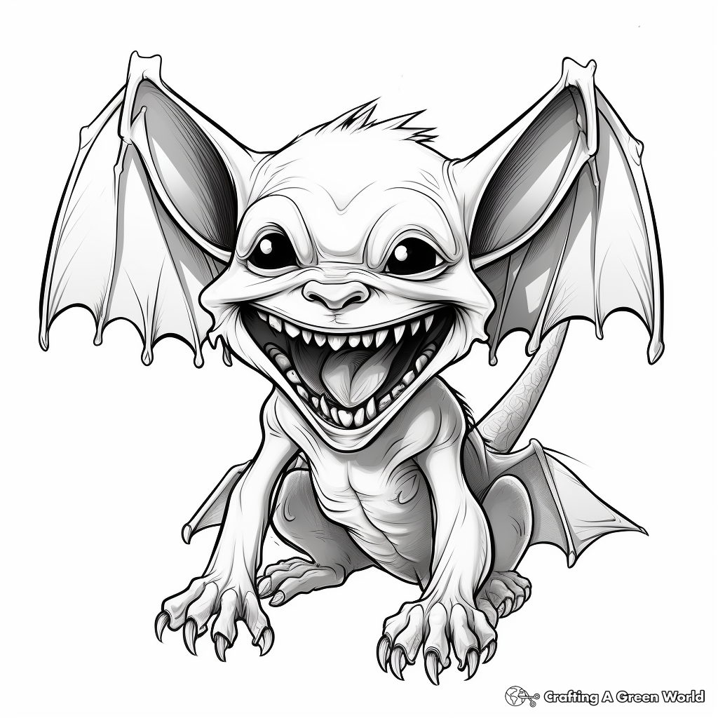 Realistic Vampire Bat Coloring Pages 1
