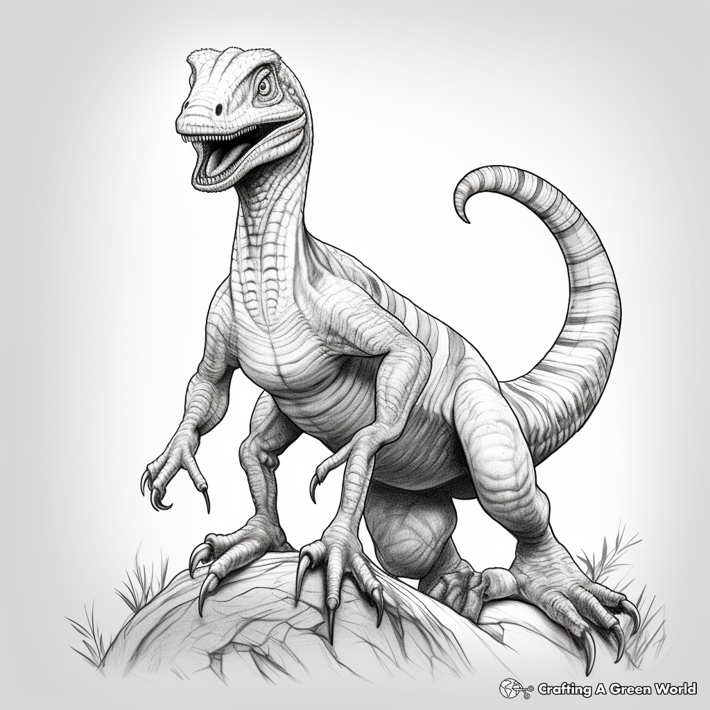 Realistic Velociraptor Coloring Sheets 4