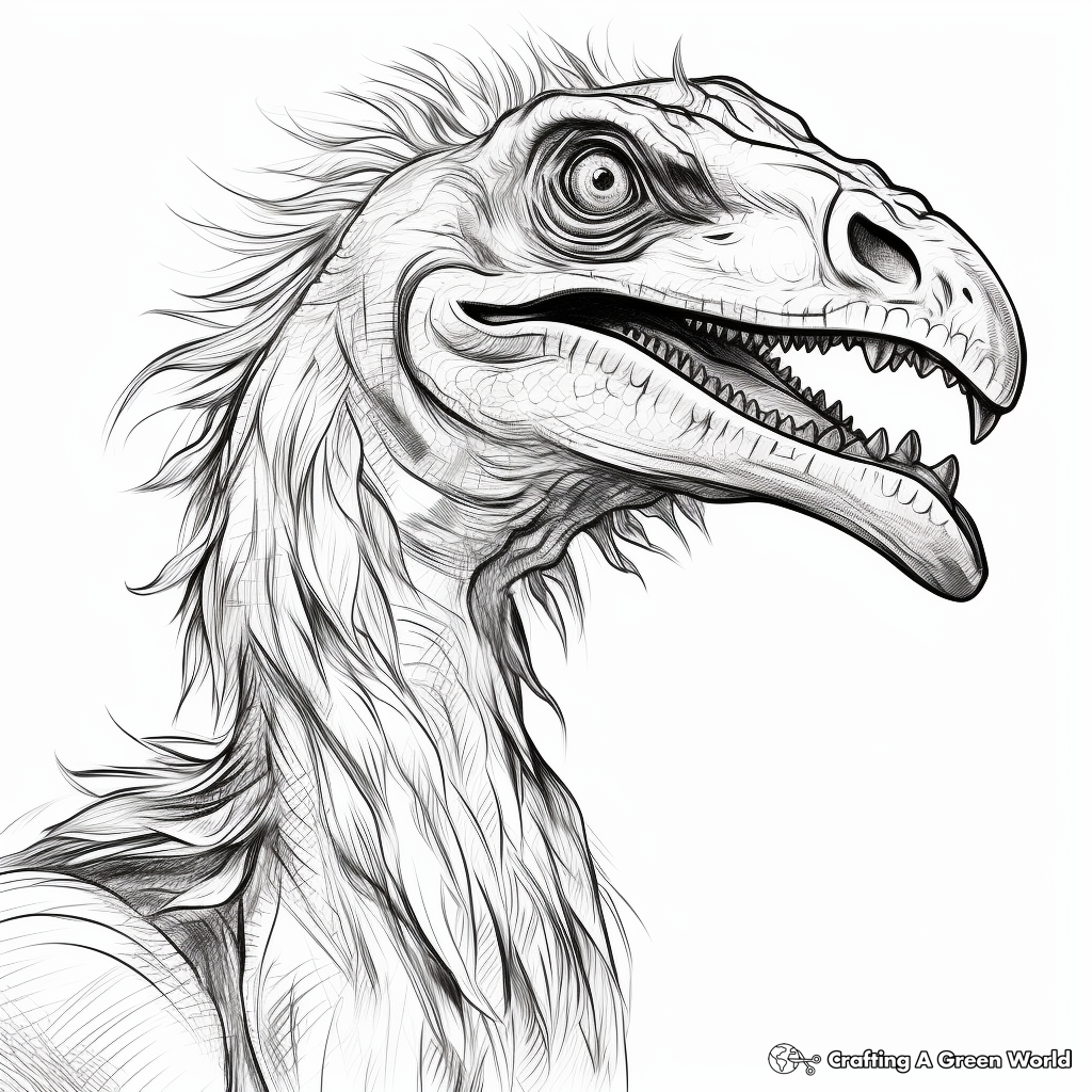 Realistic Velociraptor Head Coloring Sheets 2