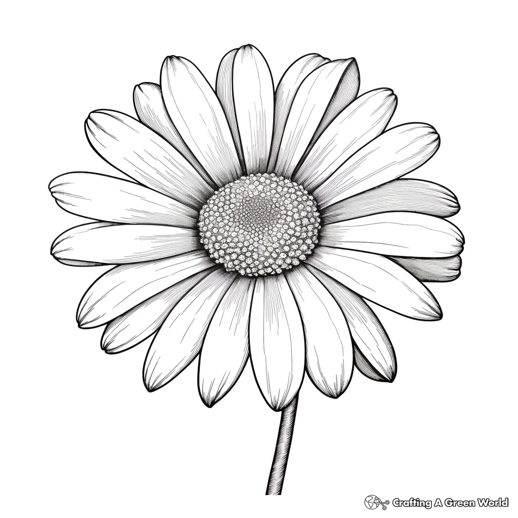 Realistic White Daisy Coloring Pages 4
