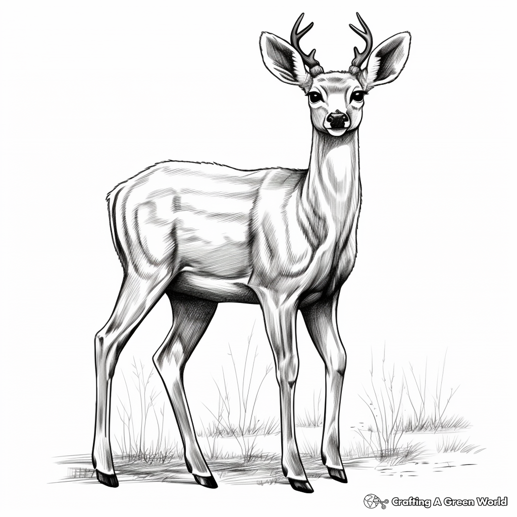 Realistic White-tailed Deer Coloring Pages 4