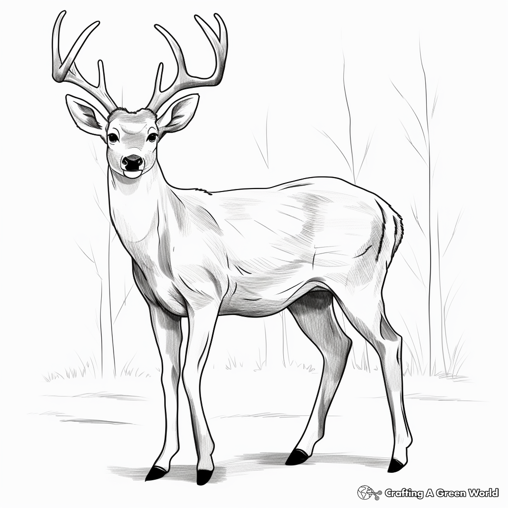 Realistic White Tailed Deer Coloring Pages for Artists 4