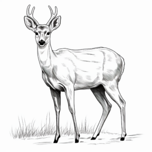 Realistic White-Tailed Deer Coloring Sheets 1