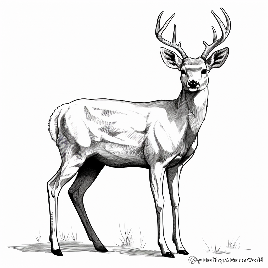 Realistic White-Tailed Deer Coloring Sheets 2