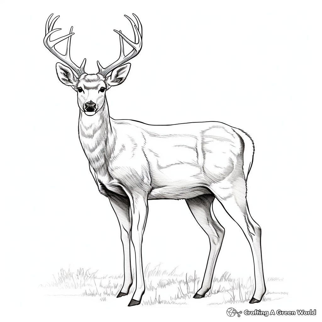 Realistic White-Tailed Deer Coloring Sheets 3
