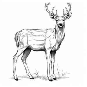 Realistic White-Tailed Deer Coloring Sheets 4