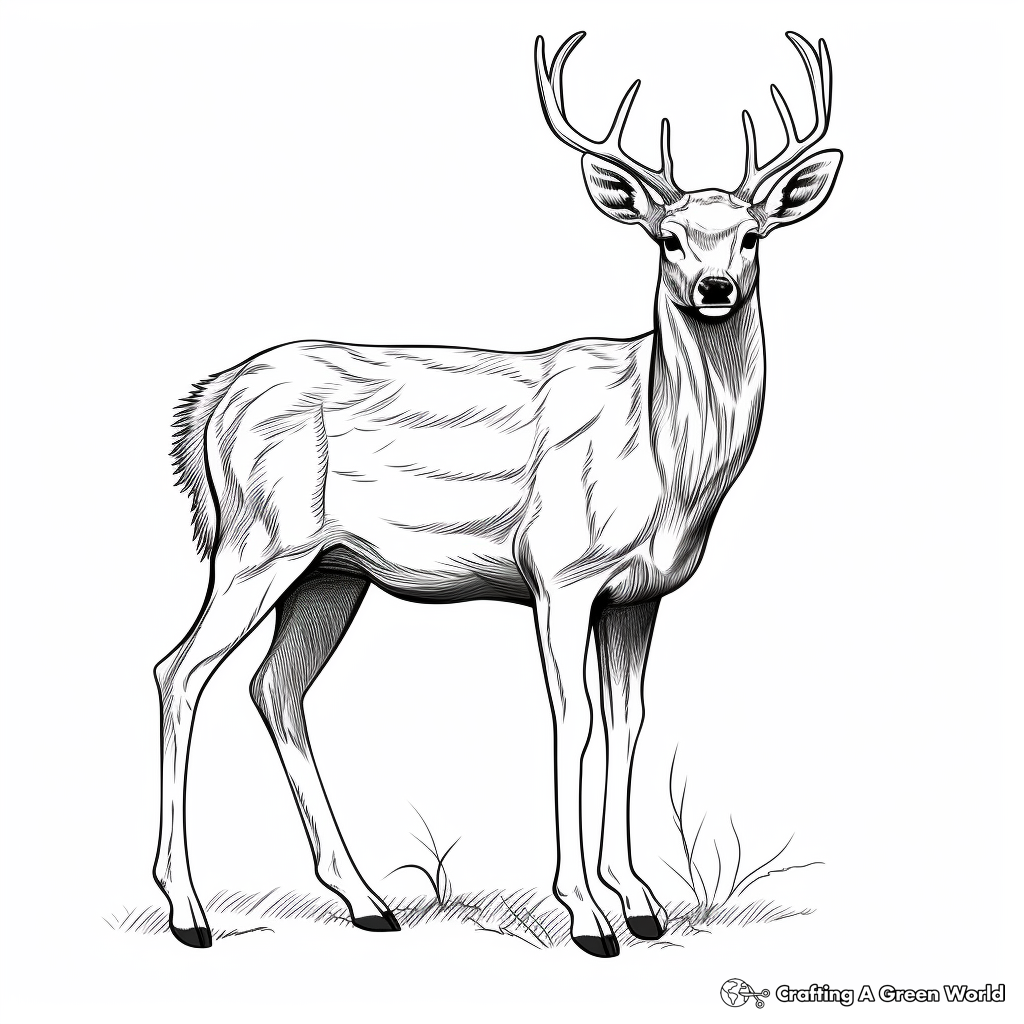 Realistic White-Tailed Deer Coloring Sheets 4