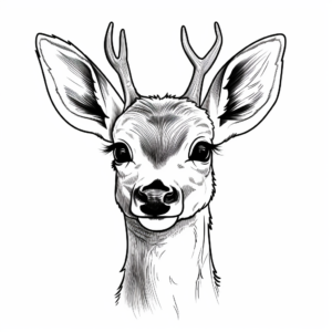 Realistic White-Tailed Deer Head Coloring Pages 1