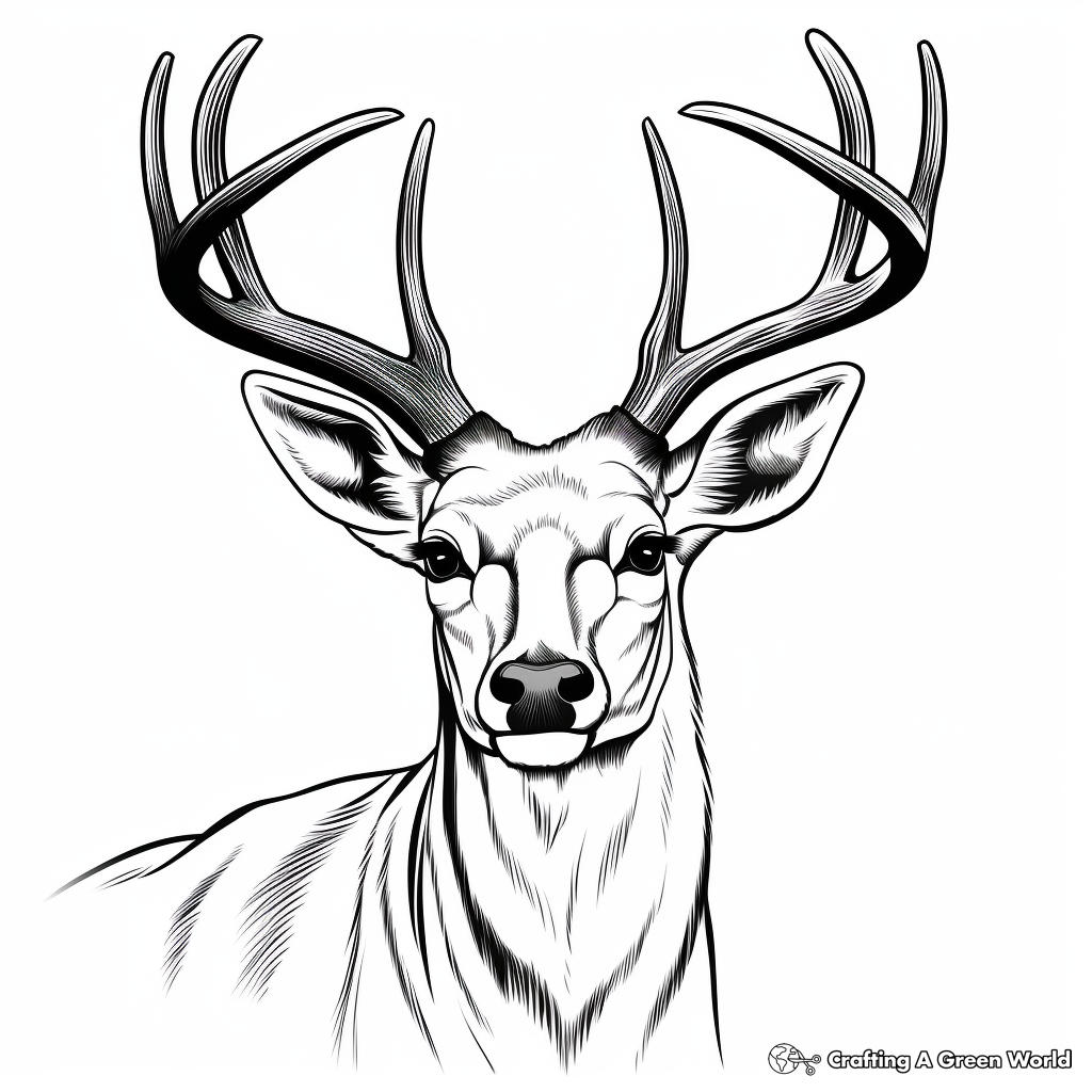 Realistic White-Tailed Deer Head Coloring Pages 2