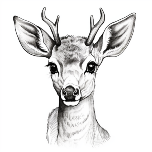 Realistic White-Tailed Deer Head Coloring Pages 3