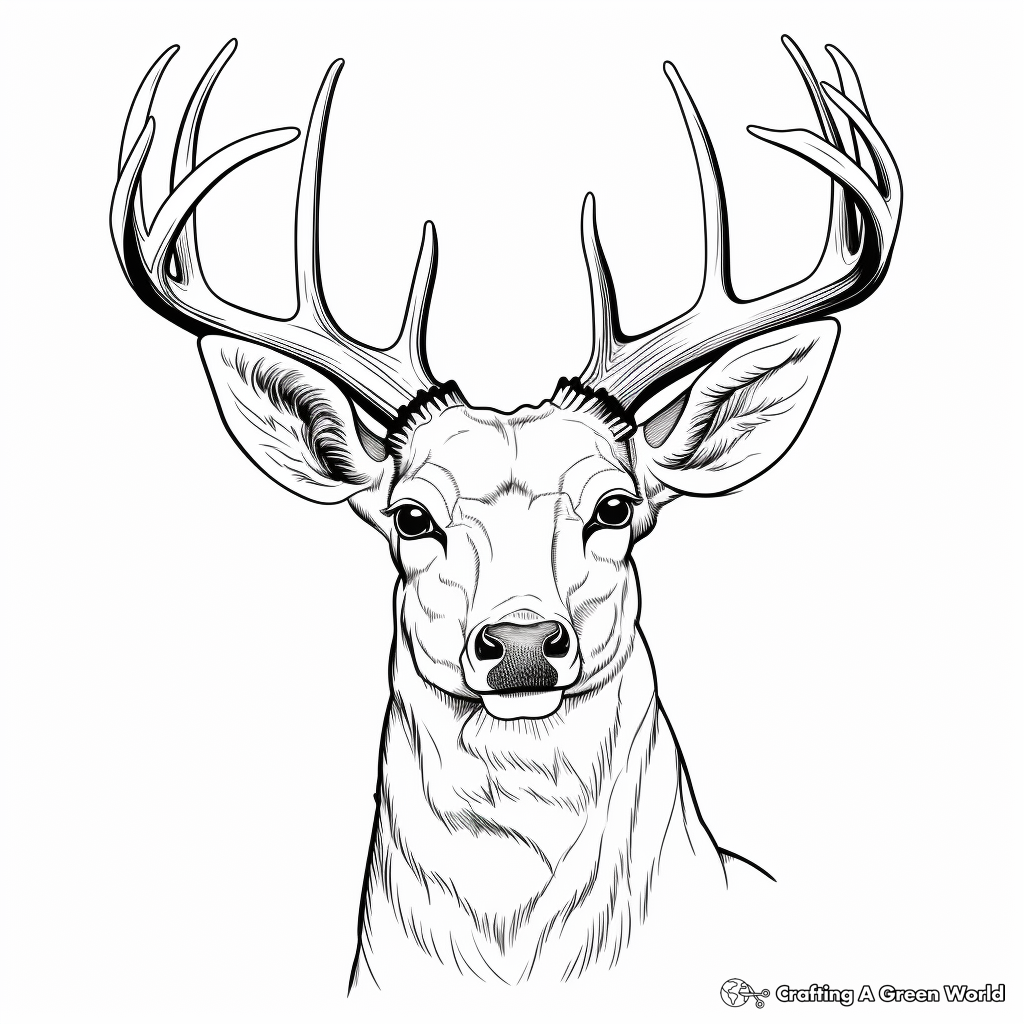 Realistic White-Tailed Deer Head Coloring Pages 4