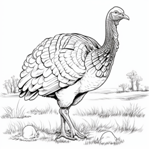 Realistic Wild Turkey in Nature Coloring Pages 1