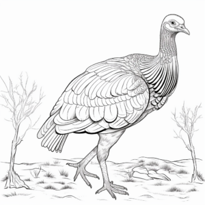 Realistic Wild Turkey in Nature Coloring Pages 4