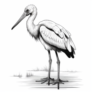 Realistic Wood Stork Coloring Pages 1