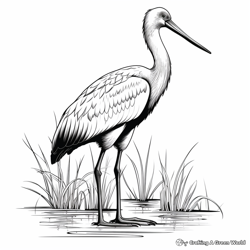Realistic Wood Stork Coloring Pages 2