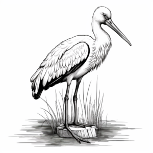 Realistic Wood Stork Coloring Pages 4