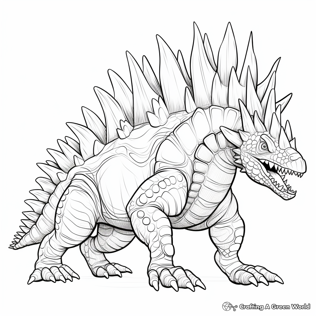 Realistic, Ancient Stegosaurus Dinosaur Coloring Pages 4