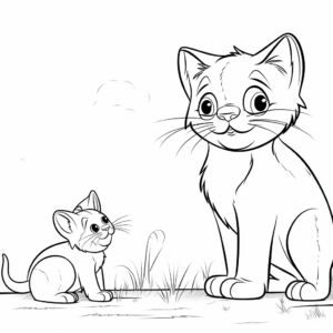 Reality-Based Cat and Mouse Interaction Coloring Pages 1