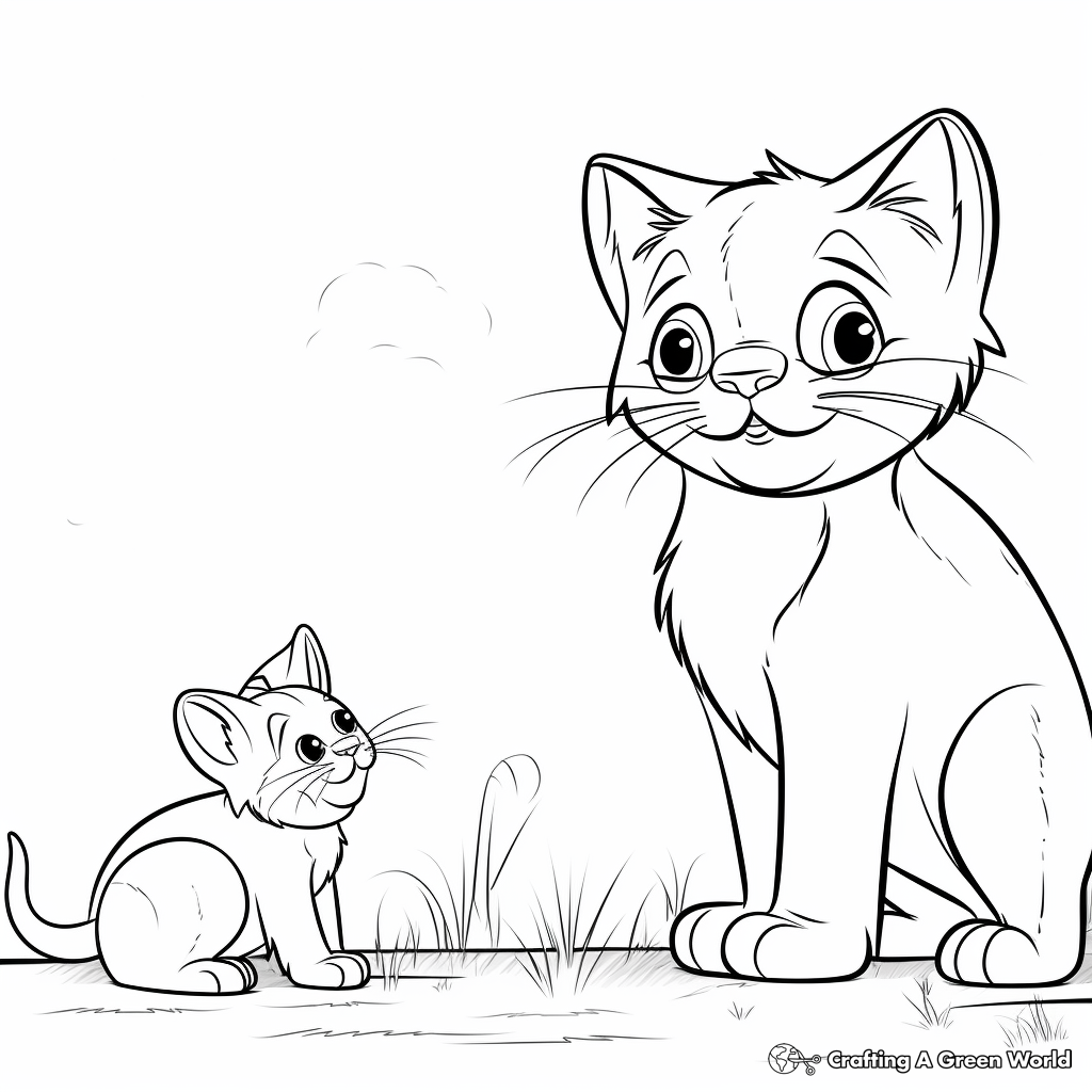 Reality-Based Cat and Mouse Interaction Coloring Pages 1
