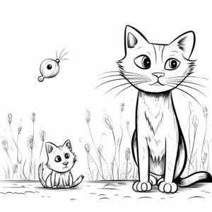 Reality-Based Cat and Mouse Interaction Coloring Pages 2