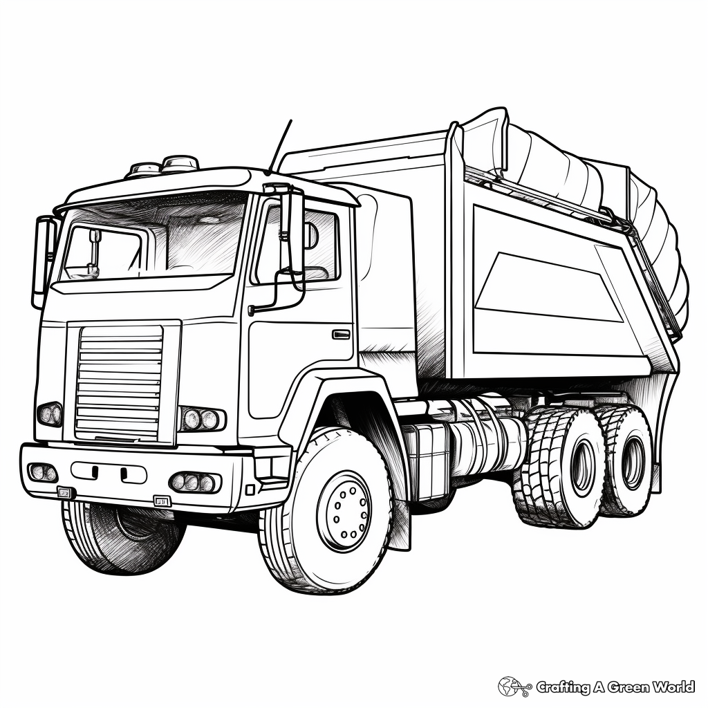 Rear Loader Garbage Truck Coloring Pages 2