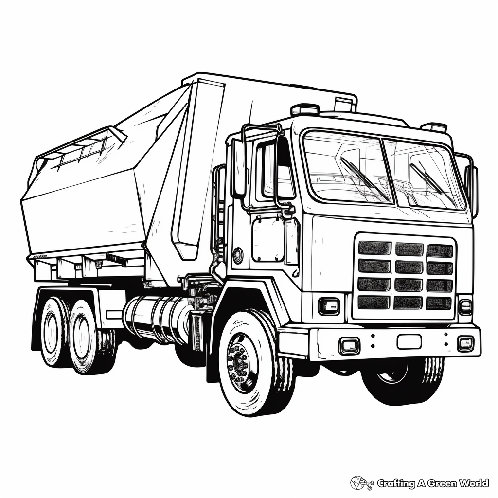 Rear Loader Garbage Truck Coloring Pages 3