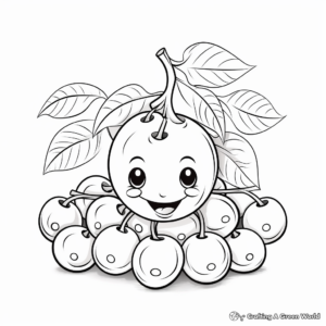 Red Cherry Coloring Pages for Kids 1