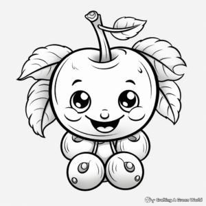 Red Cherry Coloring Pages for Kids 3