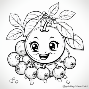 Red Cherry Coloring Pages for Kids 4