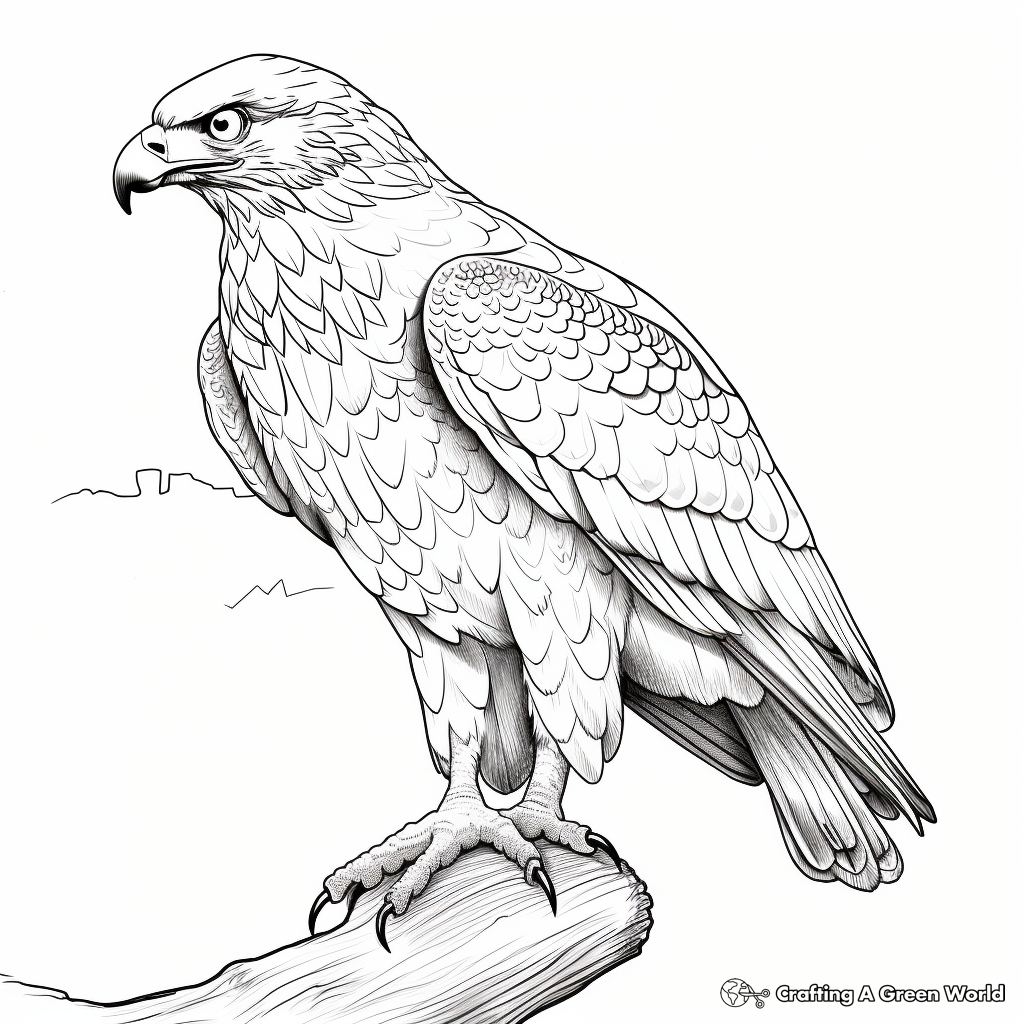 Red Tailed Hawk Feather Detail Coloring Pages 2