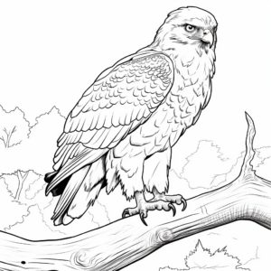 Red Tailed Hawk in Different Habitats Coloring Pages 1