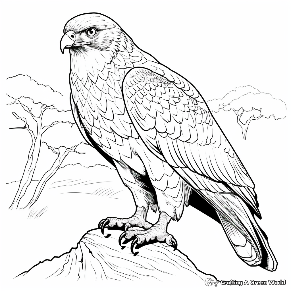 Red Tailed Hawk in Different Habitats Coloring Pages 2