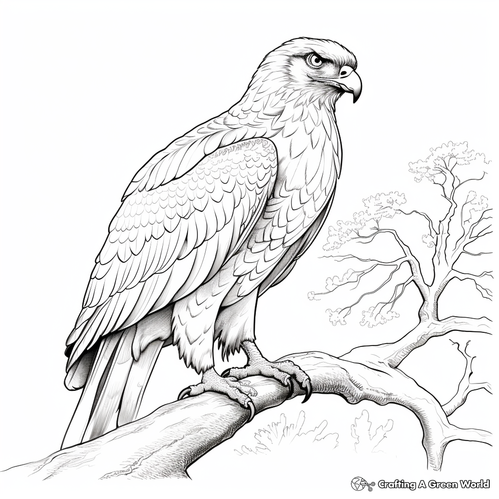Red Tailed Hawk in Different Habitats Coloring Pages 3