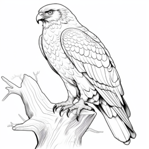 Red Tailed Hawk in Different Habitats Coloring Pages 4
