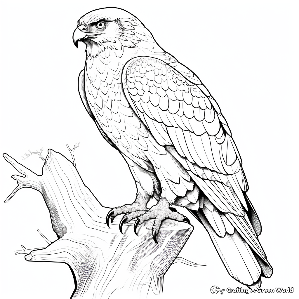Red Tailed Hawk in Different Habitats Coloring Pages 4