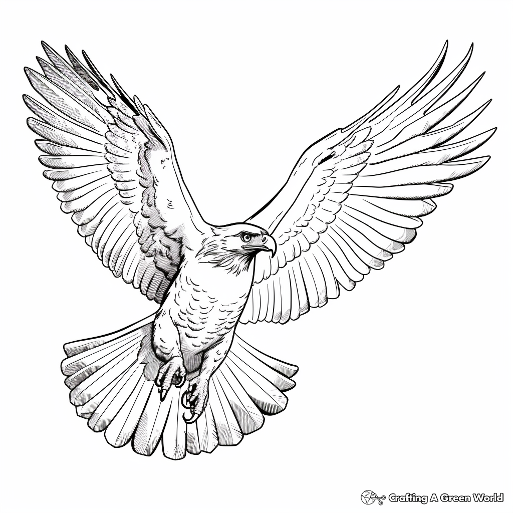 Red Tailed Hawk In Flight Coloring Pages 3