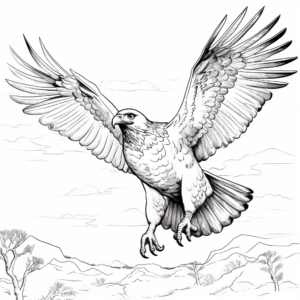 Red Tailed Hawk Prey Hunting Coloring Pages 1